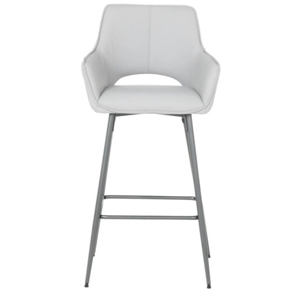 Бар стол TELFORD 2 силиконова кожа - сив - Image 2