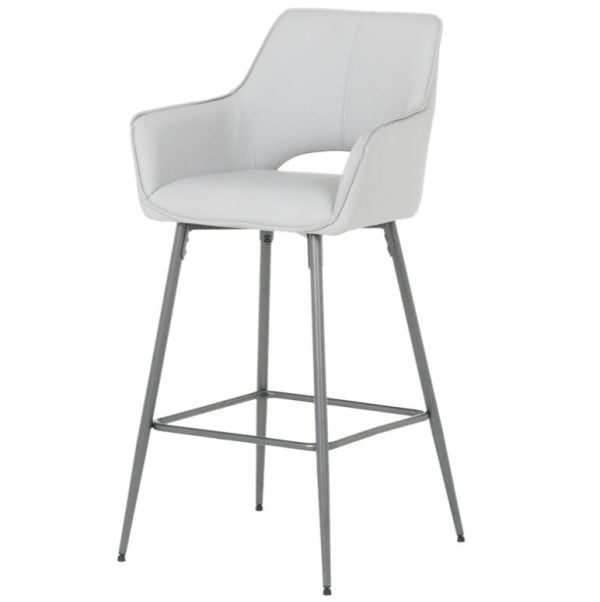 Бар стол TELFORD 2 силиконова кожа - сив - Image 3
